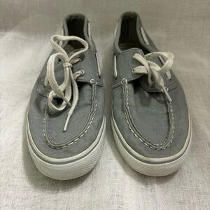 Gray Canvas Boat Shoes with White Laces
Sperry